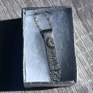 Silver and Gold Crescent Moon Tree Necklace
